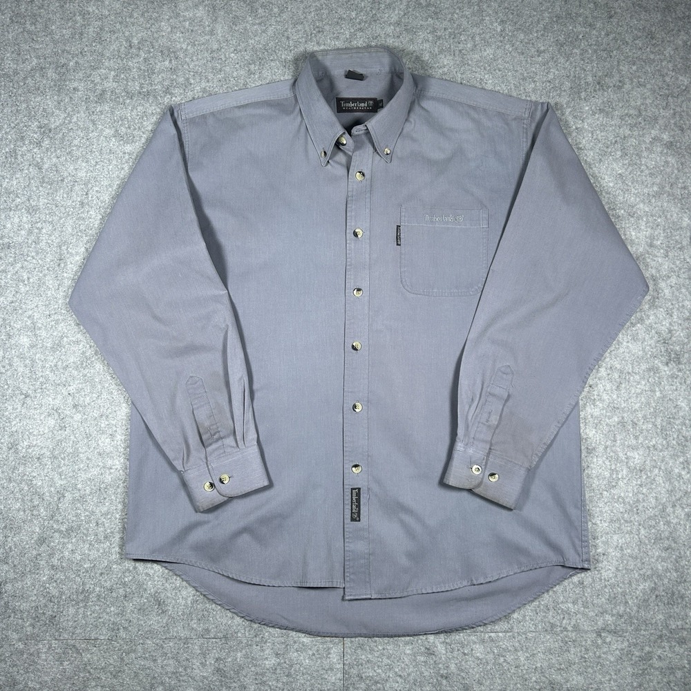 Vintage timberland Weather Gear Button down Shirt Men's size XL Grey‎ Made USA